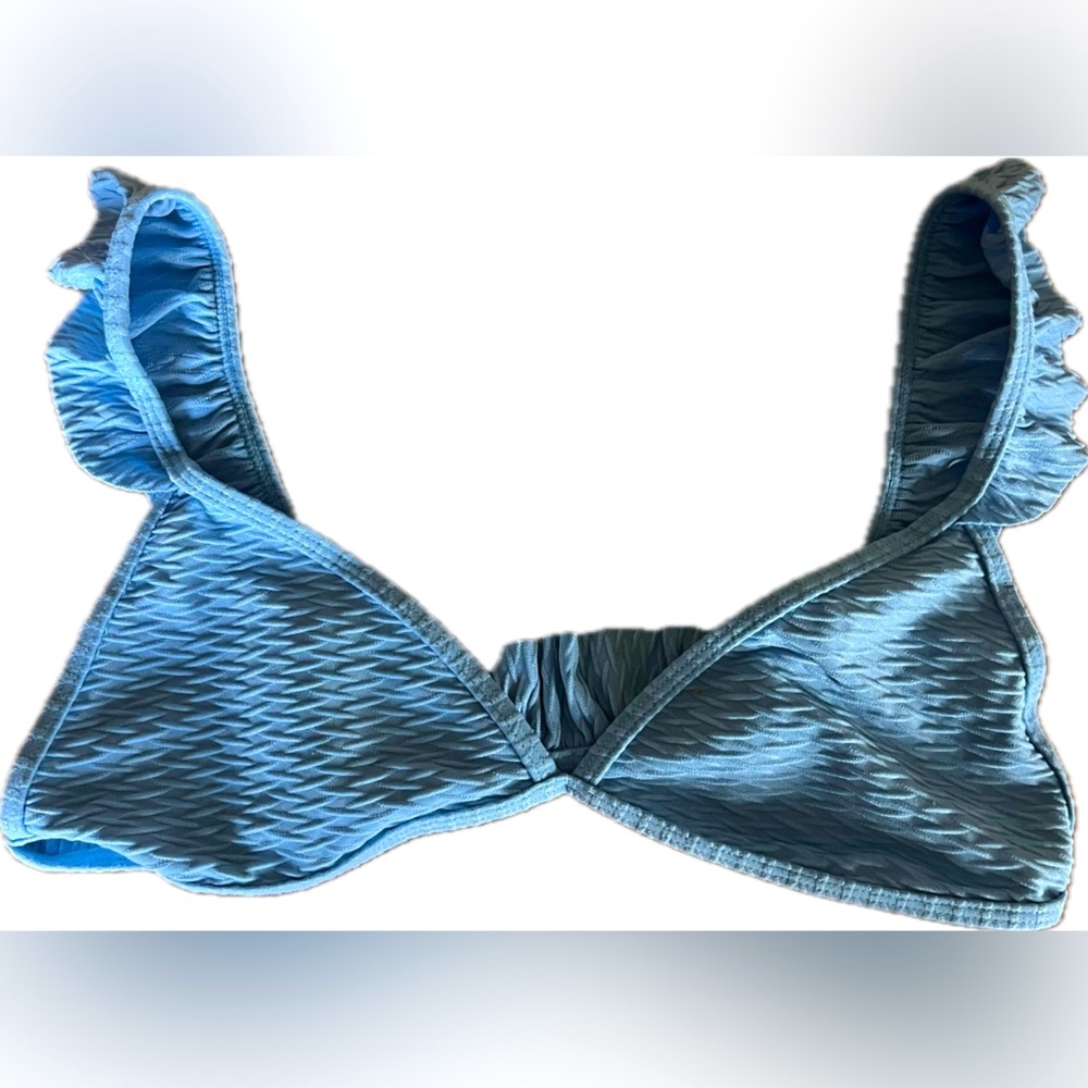 Nasty Gal Sky Blue Textured Bikini Set with adjustable straps. Women’s Size 8 - Picture 3 of 10